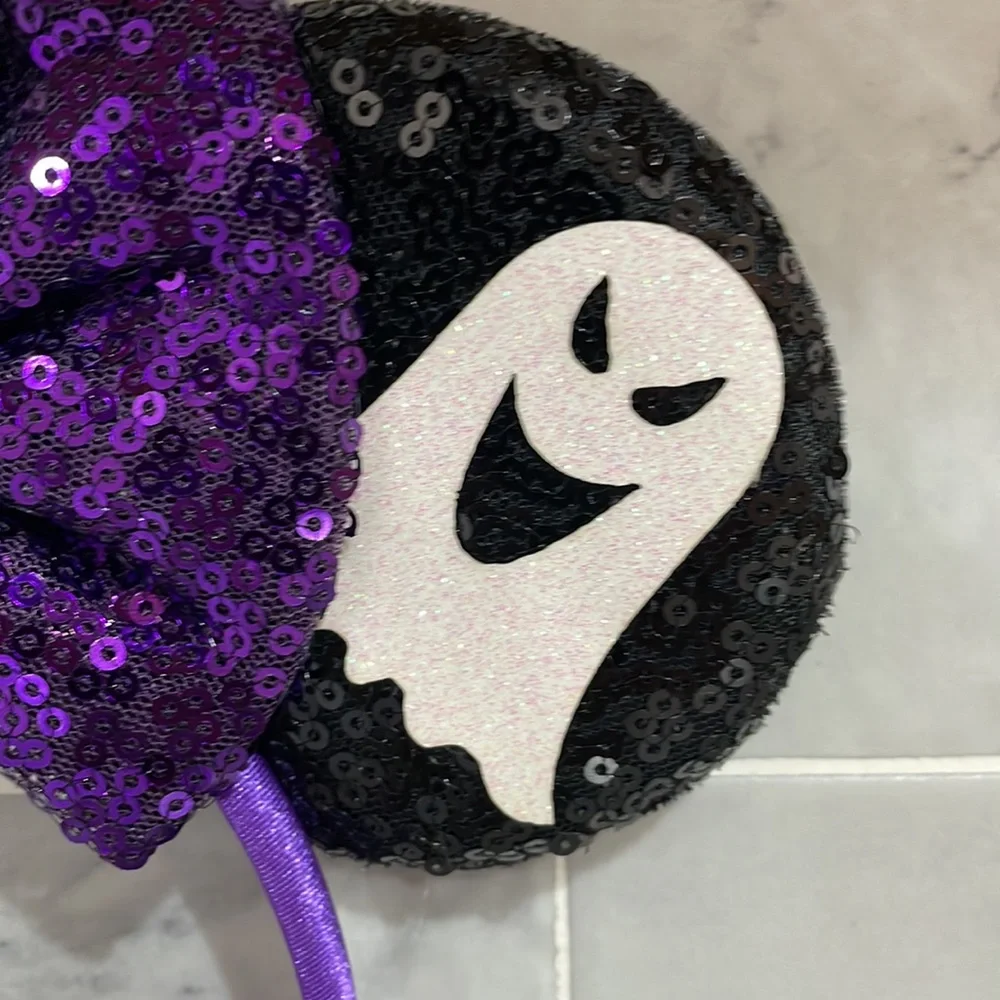 Mickey as Jack Skellington Minnie Mouse Sequin Ears Bow Headband Ghosts NBC NEW